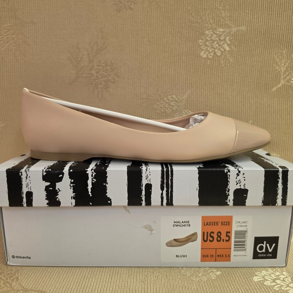 DV Dolce Vita Malanie Blush Pink Cap Toe Square Ballet Flats 8.5